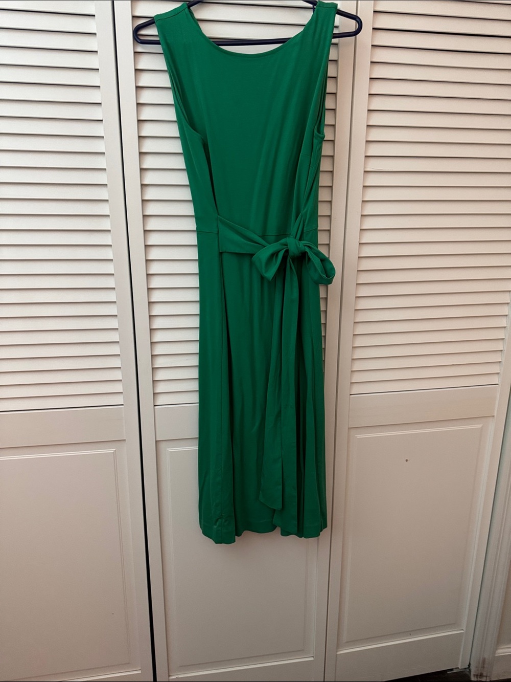 Ann Taylor Petite Bright Green Sleeveless Dress with Self-Tie